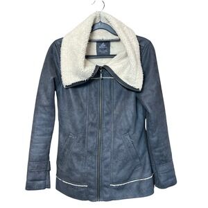 Prana Womens Gray Faux Suede Sherpa Lined Jacket Coat Size XS W2TRIC314